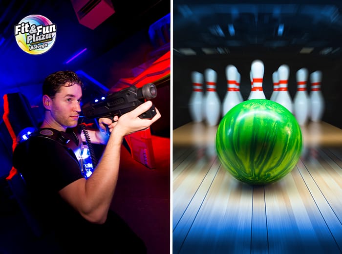 Tickets 4 1 uur bowlen + 1 sessie lasergamen bij Fit & Fun Plaza