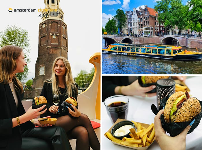 Tickets 4 Rondvaart door Amsterdam met een hamburgerdiner