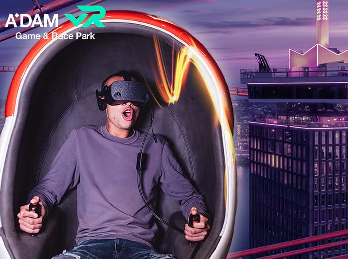 Tickets 7 Ultimate Amsterdam VR Ride + drankje bij A'DAM VR